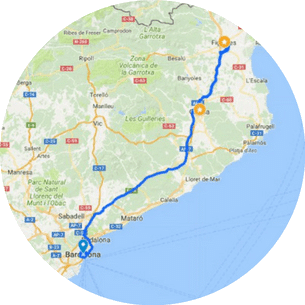 Girona, Figueres and Dali museum day trip from Barcelona map
