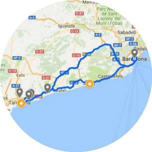 Tarragona Sitges Tour Map