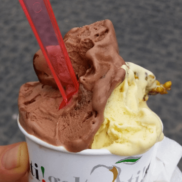 Vanilla and chocolate ice cream in Barcelona