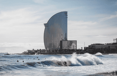 Surfing in Barcelona in January