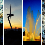 Collage of best attractions in Barcelona, Spain