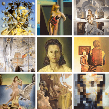 Collage of Gala Dali paintings